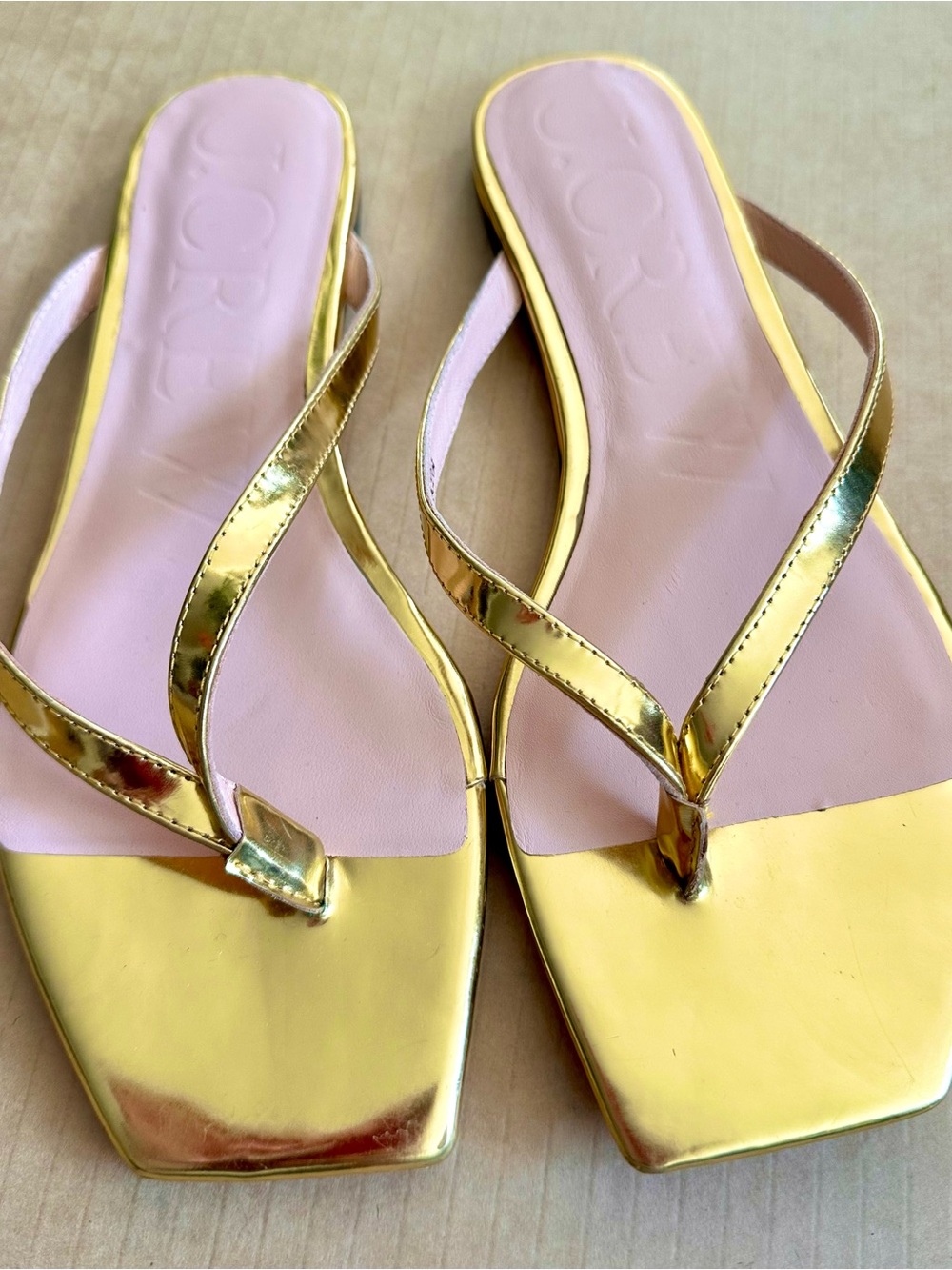 J. Crew Gold Metallic Flip-Flop Sandals